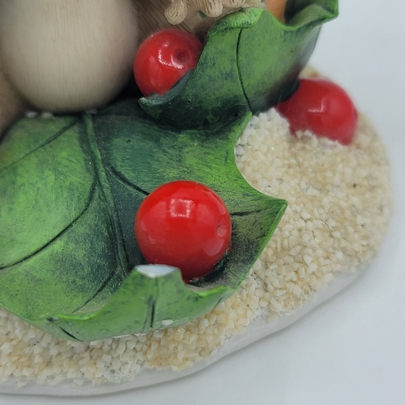Fitz and Floyd Charming Tails Happy Holly Days Mouse w Holly Leaves 90s Vintage - Picture 10 of 12
